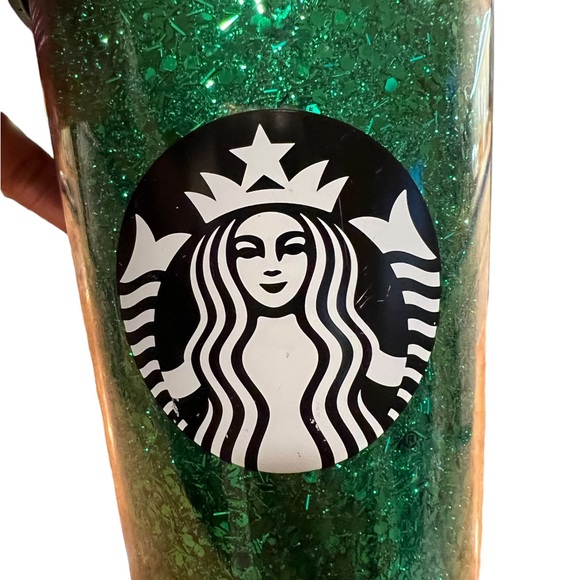 STARBUCKS 2018 Holiday Green Glitter Tumbler With Straw New With Tags - Picture 3 of 6
